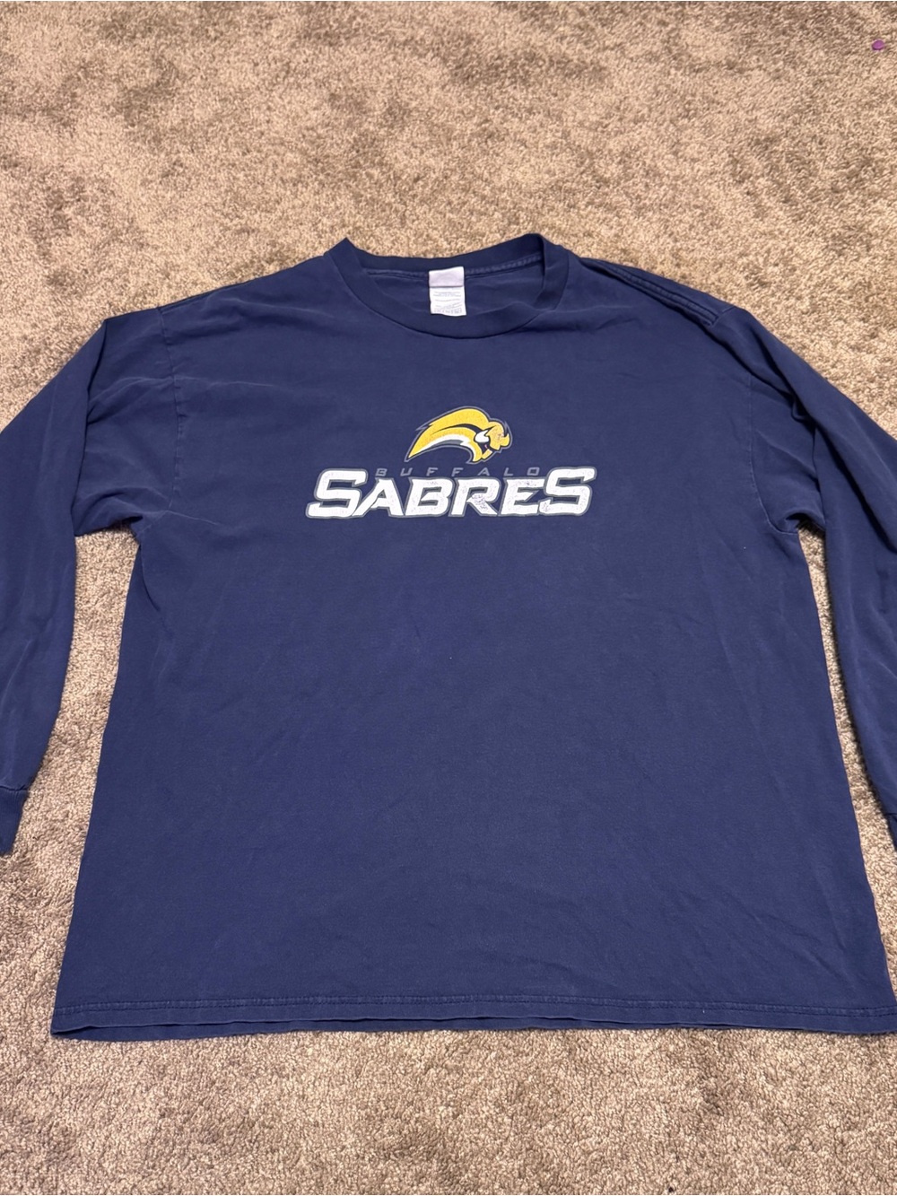 Buffalo Sabres Shirt Mens XL Blue Pullover Long Sleeve Graphic Logo NHL
